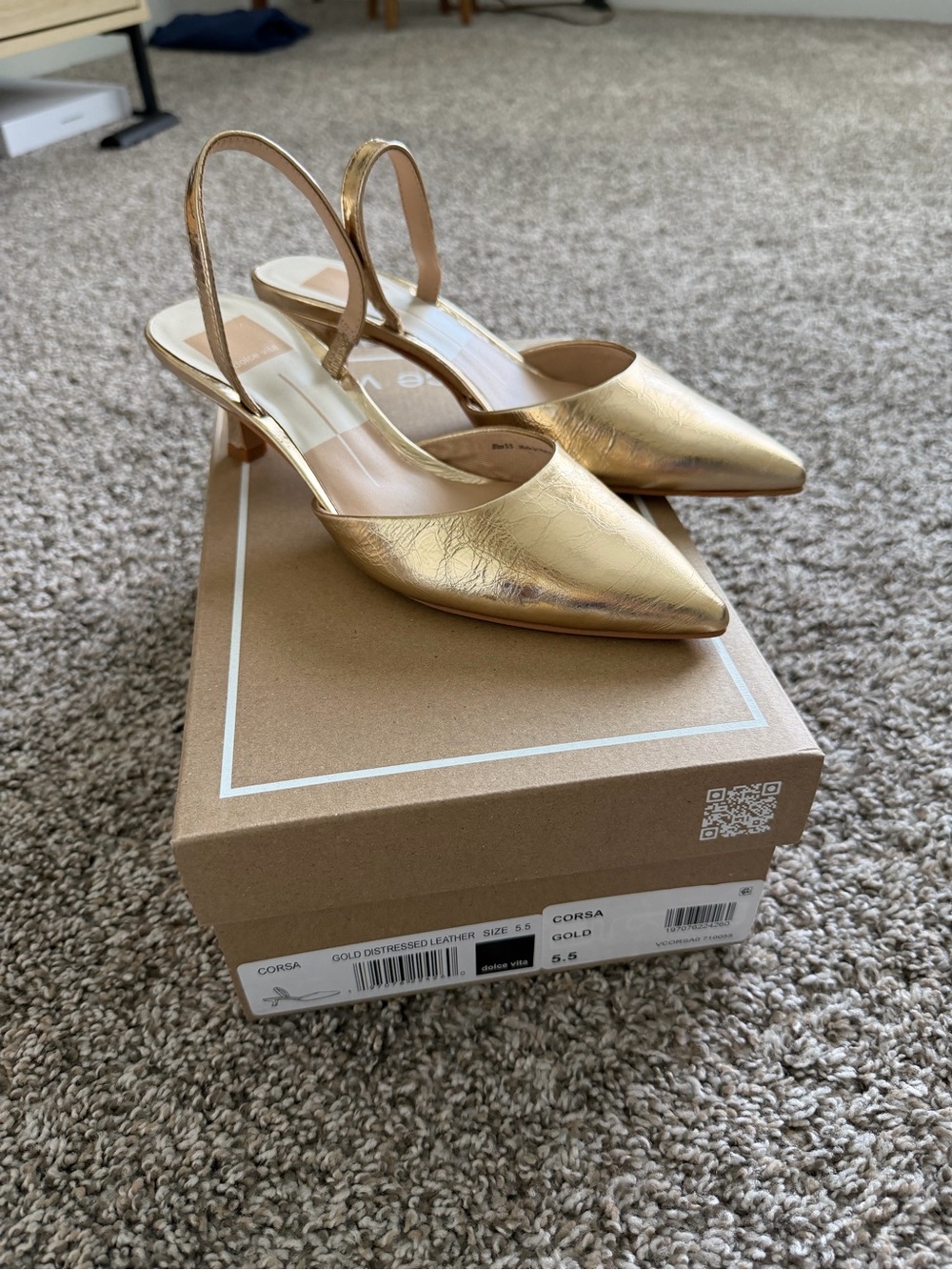 Dolce Vita Gold Pointed Slingback Pumps -